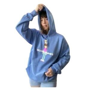 Jordana Autographed Blue Hoodie‎ Long Sleeve Lightweight Sweatshirt Size Medium